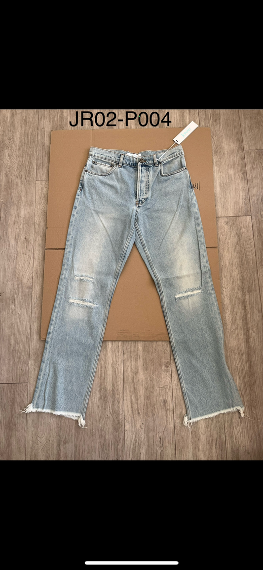 Stretch Denim Straight Jeans - Light Blue