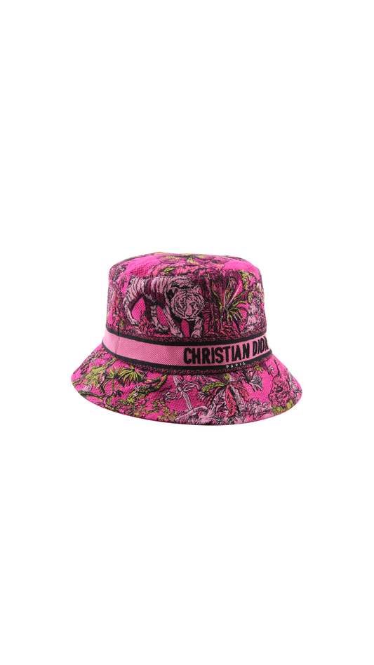 D-Bobby Dior Embroidered Small Brim Bucket Hat - Rani Pink