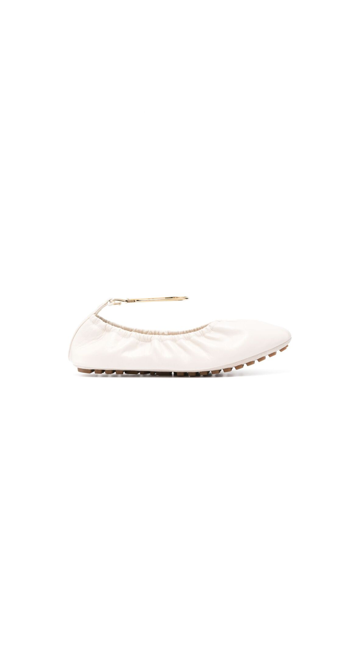Fendi Filo Leather Ballerina - White
