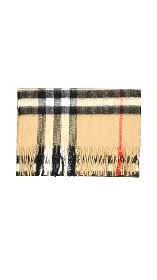 Check Cashmere Scarf - Archive Beige