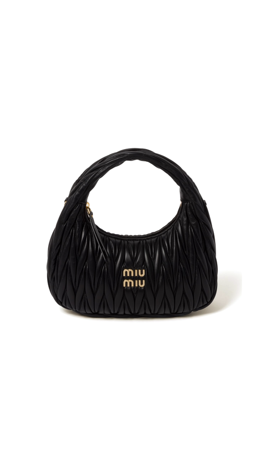 Wander Matelassé Nappa Leather Hobo Bag - Black