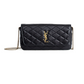 Gaby Chain Phone Holder in Quilted Lambskin - Black