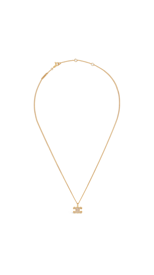 Triomphe Rhinestone Necklace in Brass with Crystals - Gold