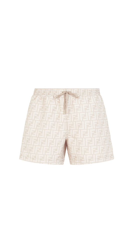 Ff Nylon Swim Shorts - Beige