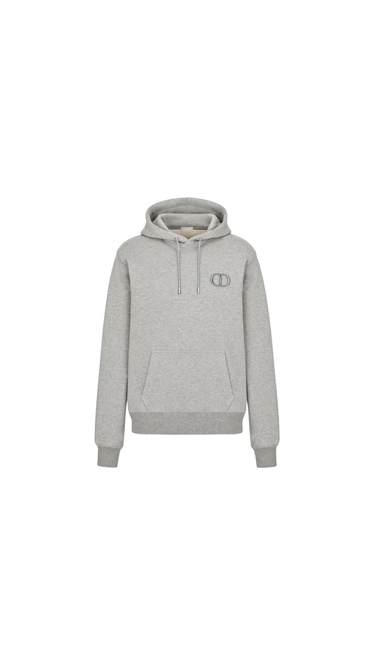CD Icon Hooded Sweatshirt Gray Cotton Fleece - Grey