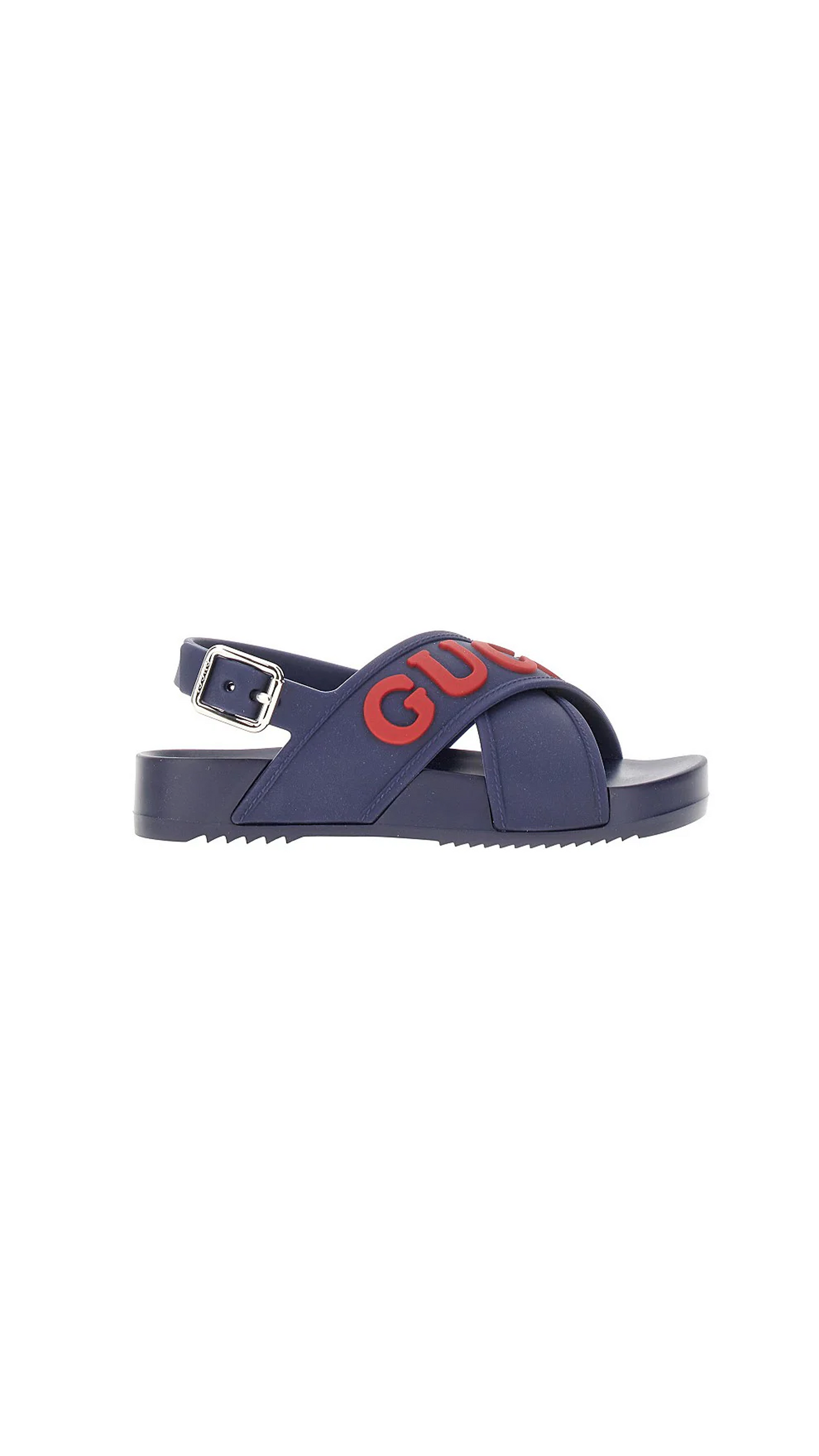 Rubberised-logo Flat Sandals - Blue