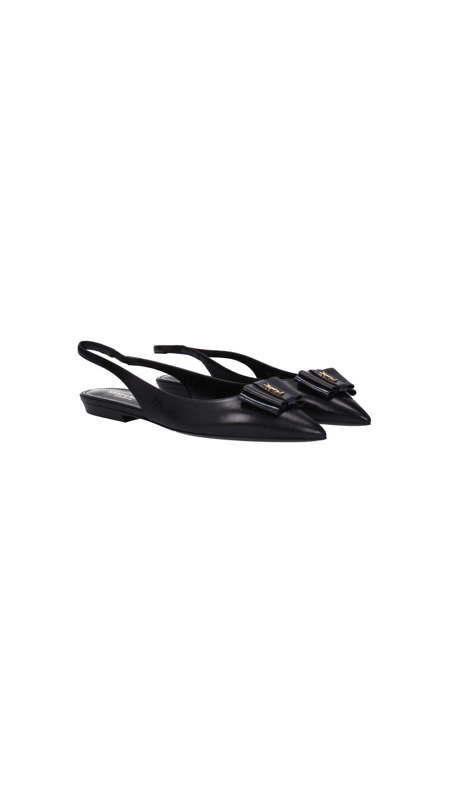 Anaïs Slingback Flats in Smooth and Patent Leather -Black