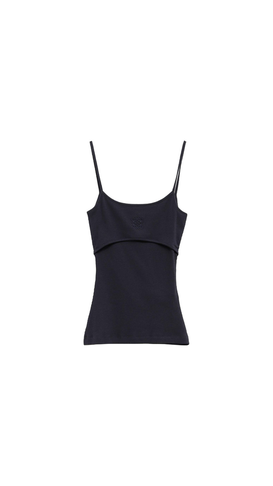 Anagram Strappy Top in Cotton - Ocean Blue