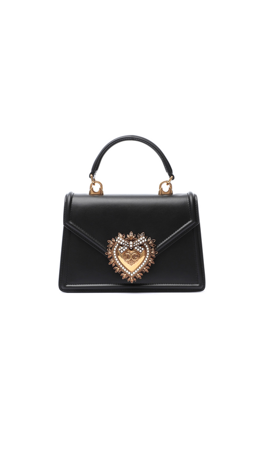 Small Smooth Calfskin Devotion Bag - Black