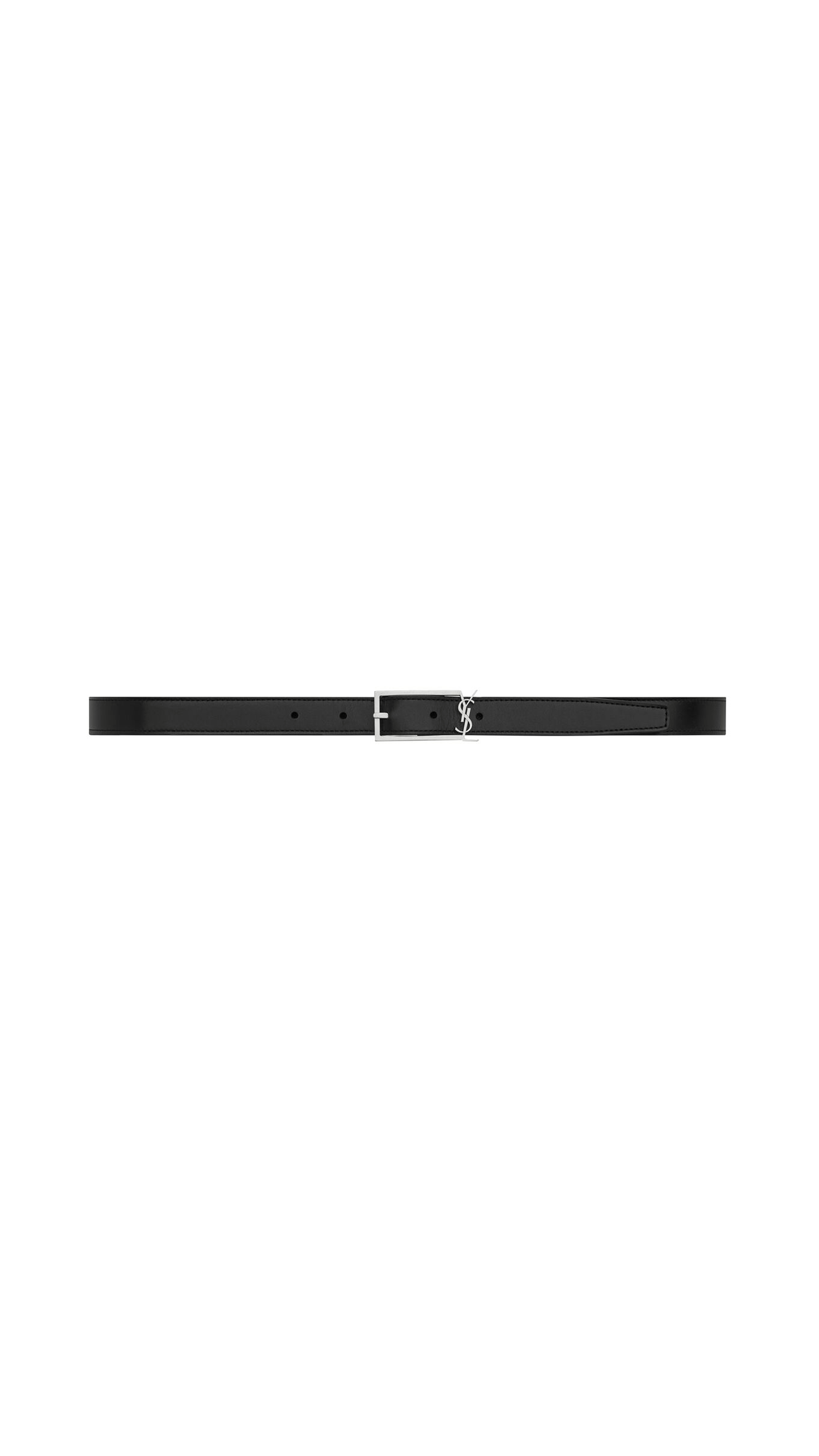 New Cassandre Buckle Belt in Smooth Leather - Black