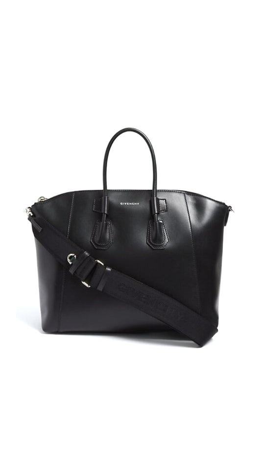 Mini Antigona Sport Bag In Leather - Black.
