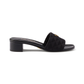 Embroidered Heeled Fabric Slides - Black