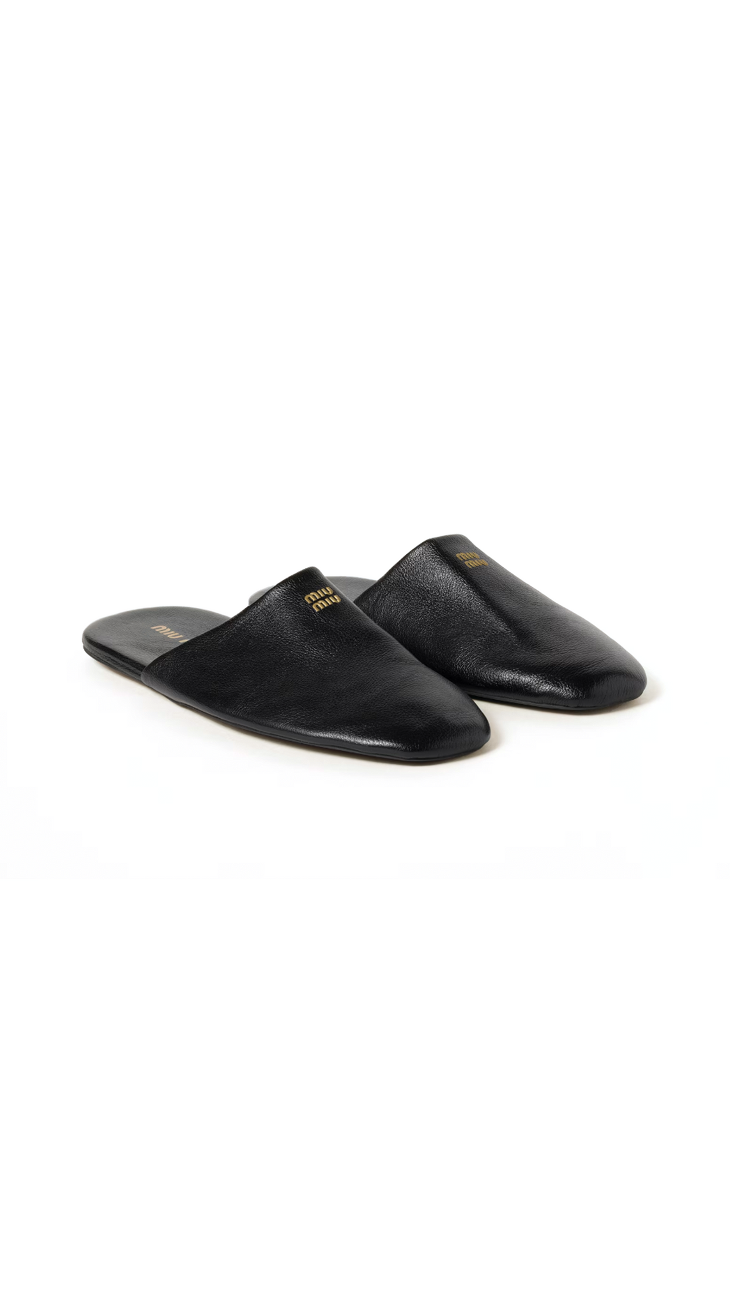 Leather Slippers - Black