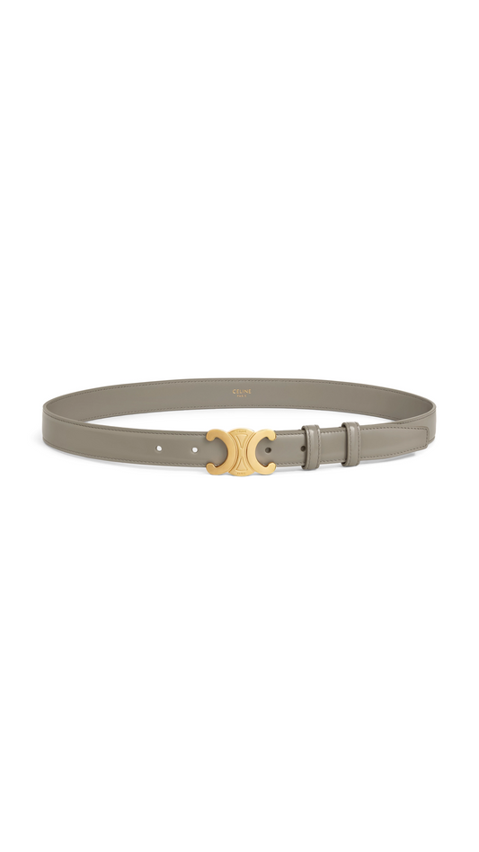 Medium Triomphe Belt in Taurillon Leather - Pebble