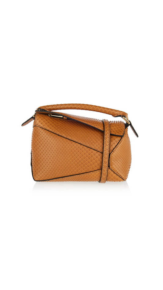 Mini Puzzle Bag in Pyhton - Light Caramel