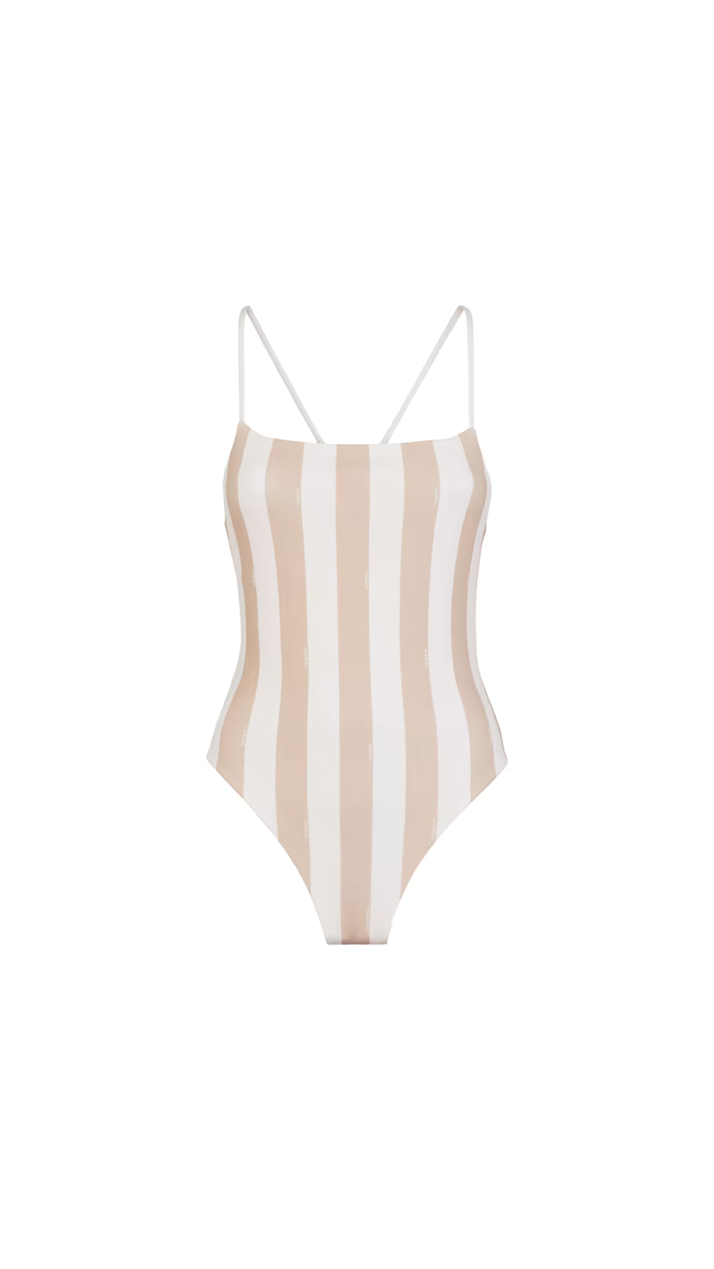 Brown Lycra Reversible Swimsuit - White/Beige