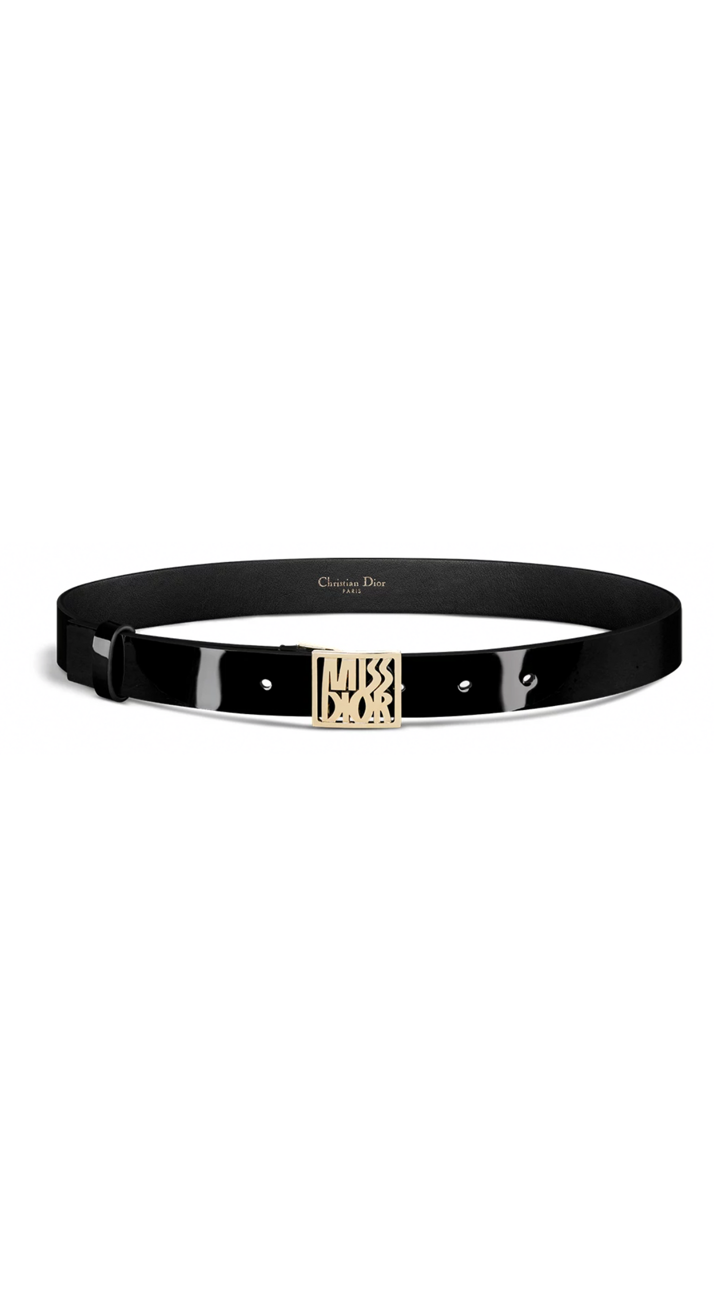 Miss Dior Patent Calfskin Belt - Black