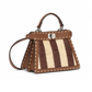 Peekaboo ISeeU Petite Pequin Raffia Bag - Brown Selleria