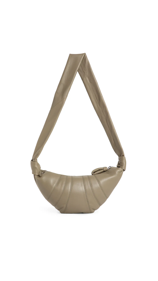 Small Croissant Leather Bag - Dark Sage