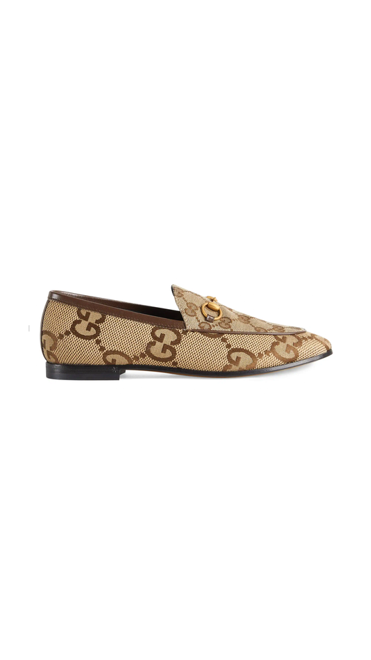 Maxi GG Gucci Jordaan Loafer - Camel/Ebony Canvas