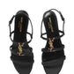 Cassandra Flat Sandals in Smooth Leather With Gold-Tone Monogram - Black