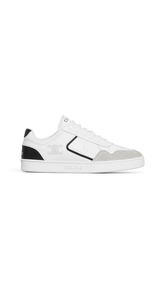 CT-10 Low Sneaker in Calfskin and Suede - Optical White/Grey/Black