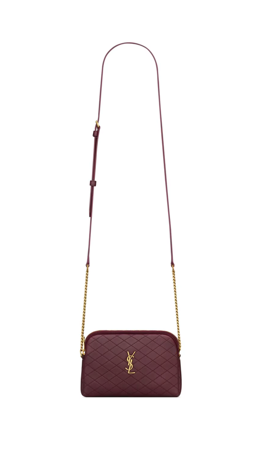 Gabby Zip Pouch in Quilted Lambskin - Rouge Cabernet