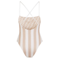 Brown Lycra Reversible Swimsuit - White/Beige