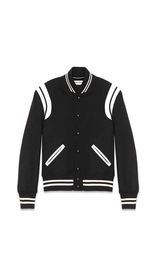Saint Laurent Teddy Jacket in Wool - Black