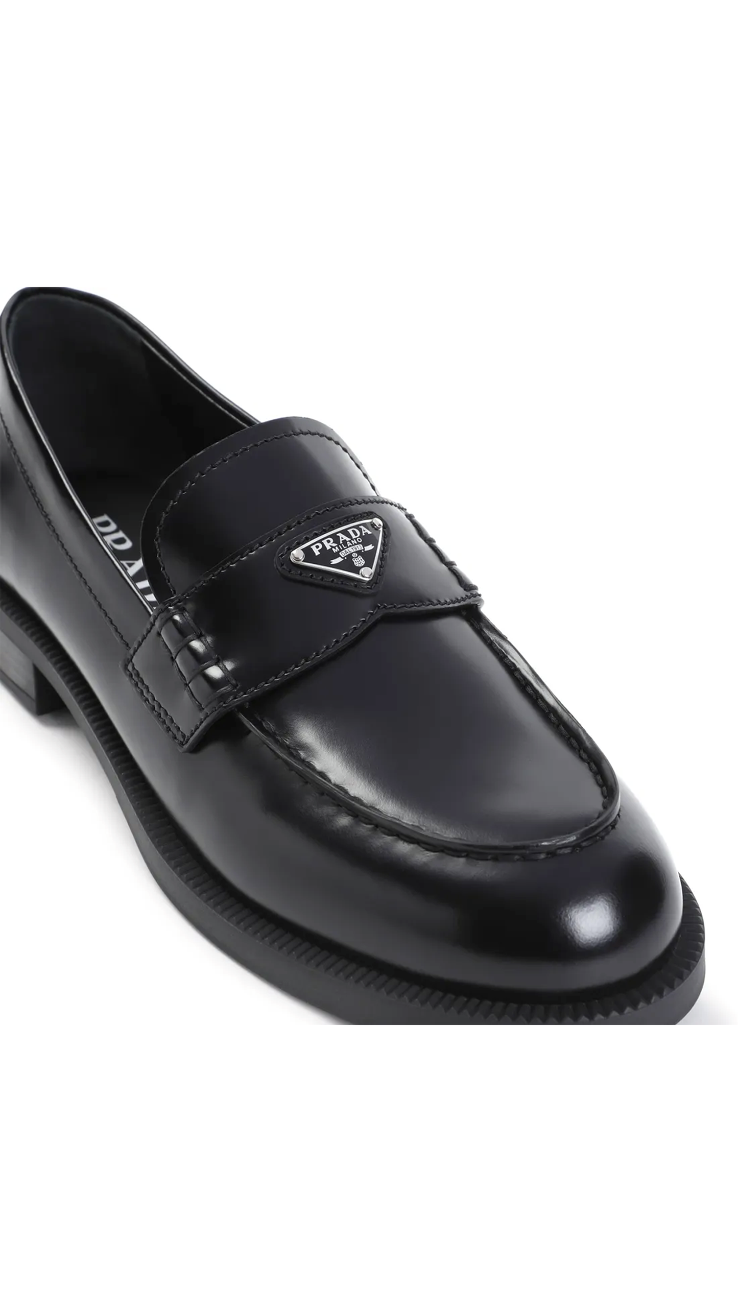 Brushed Leather Loafers - Black