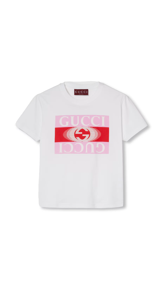 Gucci Print Cotton Jersey T-Shirt - White/Pink