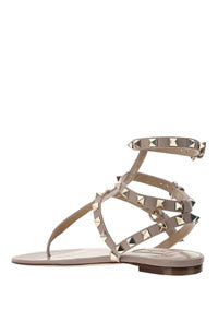 Rockstud Calfskin Flat Flip-Flop Sandal - Poudre