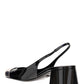 Patent Leather Slingback Pumps - Black.