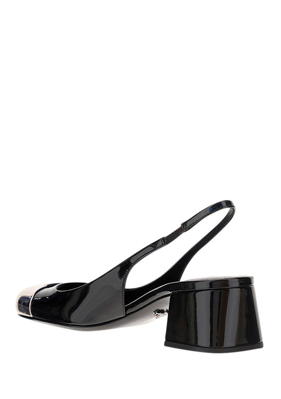 Patent Leather Slingback Pumps - Black.