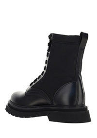 Brushed Rois Leather And Nylon Booties  - Black