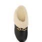 Le Maillon Clogs in Smooth Leather and Shearling - Noir
