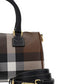 Check and Leather Mini Bowling Bag - Dark Birch Brown