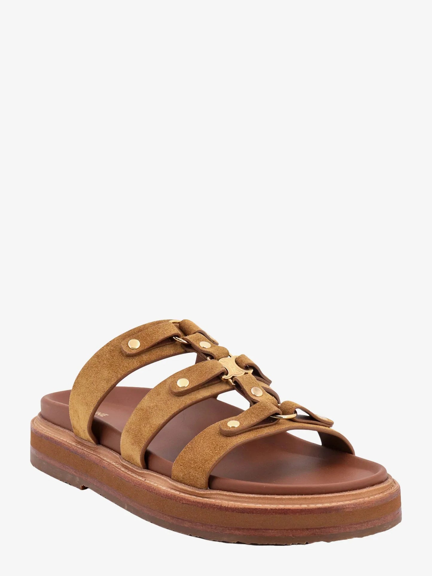 Tippi Slides in Suede and Calfskin - Tan