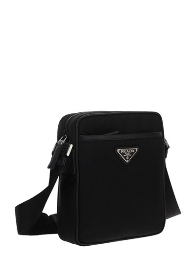Re-Nylon and Saffiano Leather Shoulder Bag - Black