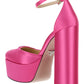 Satin Platform Pumps - Pink