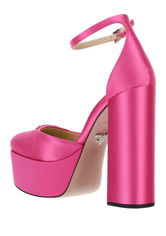 Satin Platform Pumps - Pink