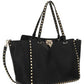 Medium Grainy Calfskin Rockstud Bag - Black