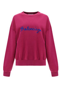 Brushstroke Logo Print Crewneck Sweatshirt - Fuchsia