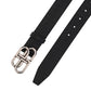 BB Large Belt in Embossed Crocodile Leather & Palladium Buckle - Black