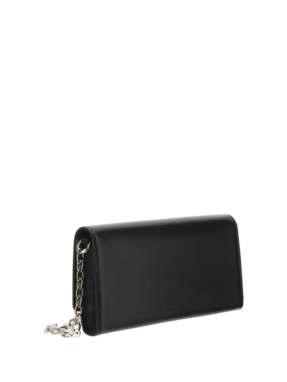 4g Wallet in Box Leather With Chain - Black.