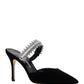 Lutara Velvet Crystal Embellished Mules - Black