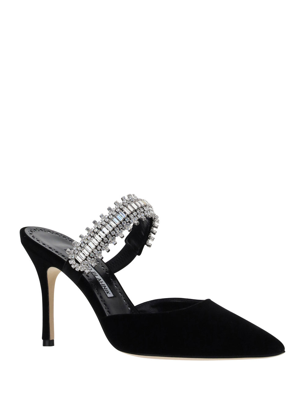 Lutara Velvet Crystal Embellished Mules - Black
