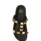 Roman Stud Slide Sandal In Calfskin - Black