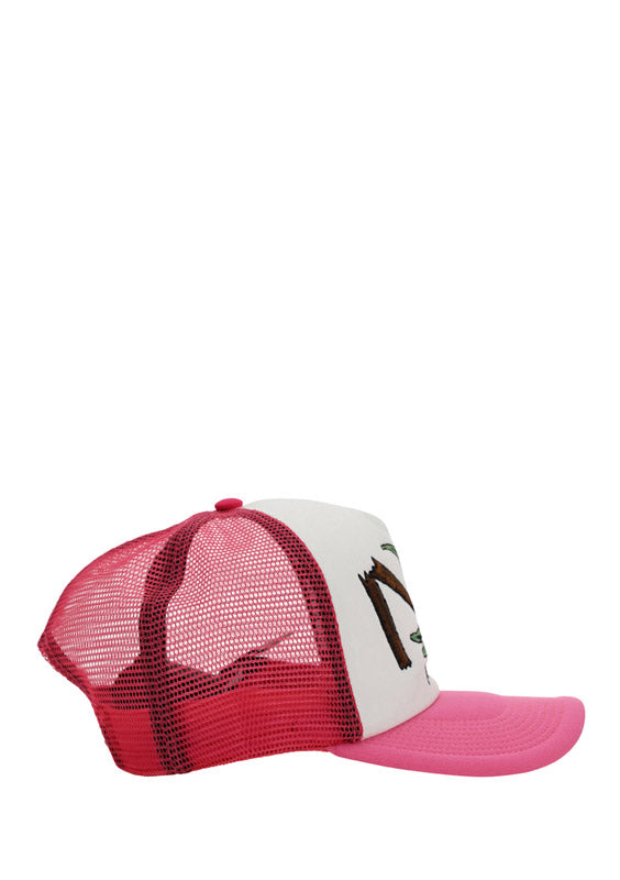 Broken Palm Trucker Hat - Pink / White