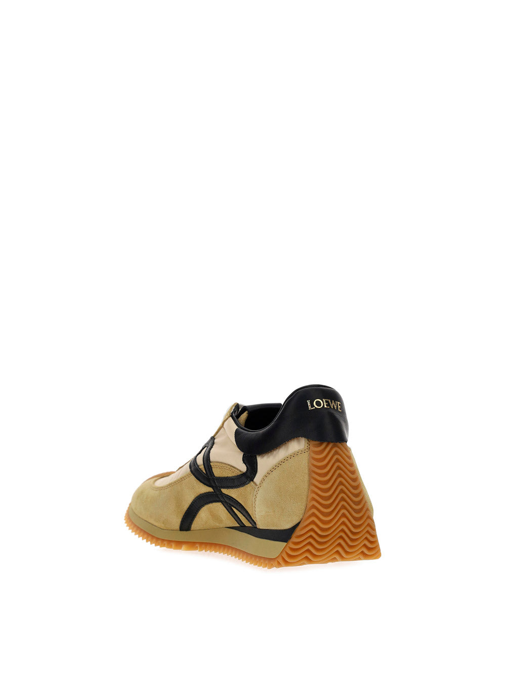 Flow Runner Sneakers in Nylon and Suede - Gold/Black